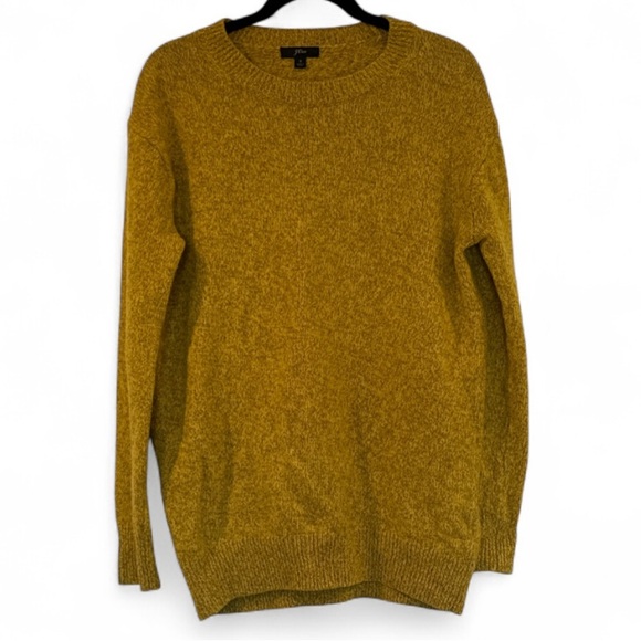 J. Crew Mustard Yellow Flecked Merino Wool Crewneck Sweater Size Small - Picture 1 of 8